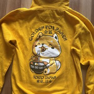 SCW Golden Fox Ramen Graphic Hooded Sweatshirt/Jumper Tokyo Japan Yellow Small